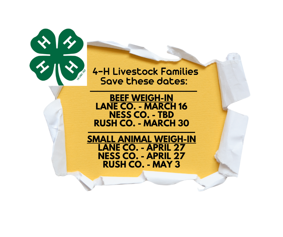 4-H Livestock weigh-in Dates